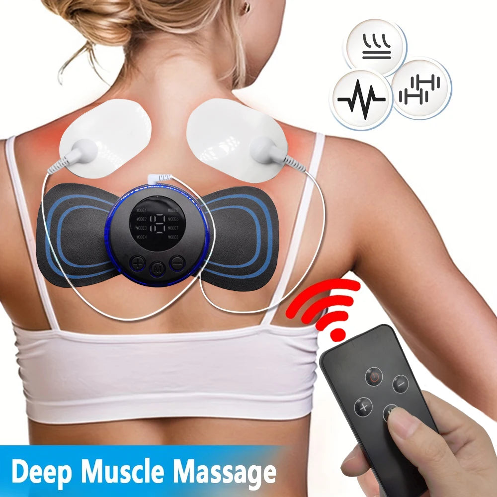 8 Modi Wiederaufladbares Nackenmassagegerät mit Fernbedienung EMS Niederfrequenz-Pulsmassagegerät zur Muskelentspannung und Schmerzlinderung