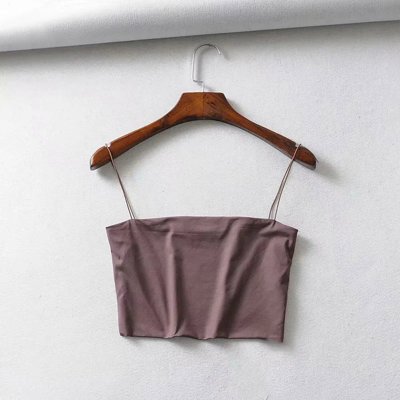 2024 Summer Women's Crop Top Sexy Elastic Cotton Camis sleeveless Short Tank Top Bar