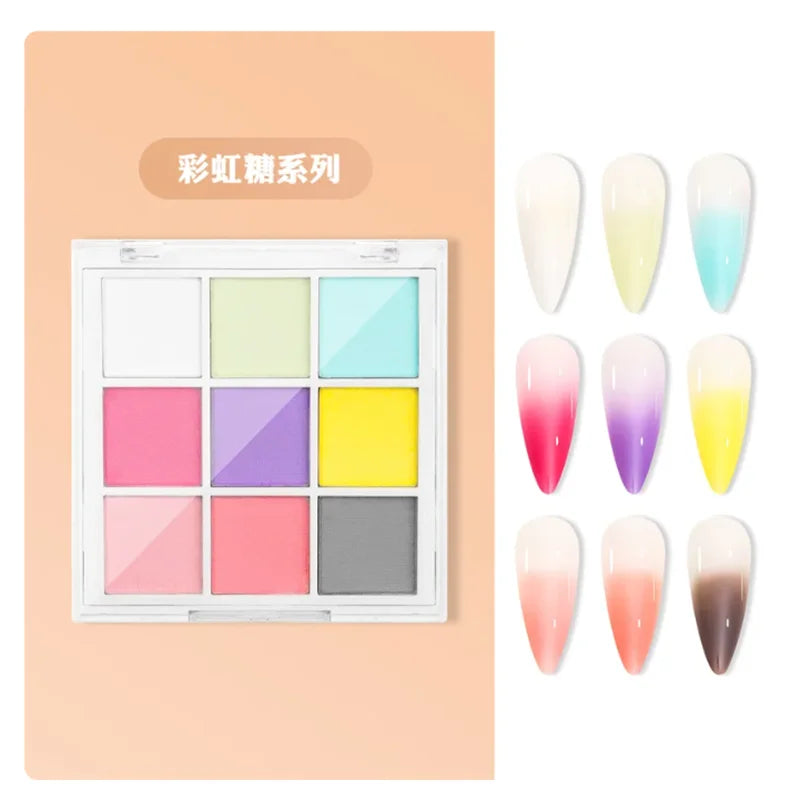 9Colors Solid Patting Nail Powders UV Polish Decoration Shimmer Fine Glitter Gradient Matte Pat Pat Manicure Polish Deco Powder