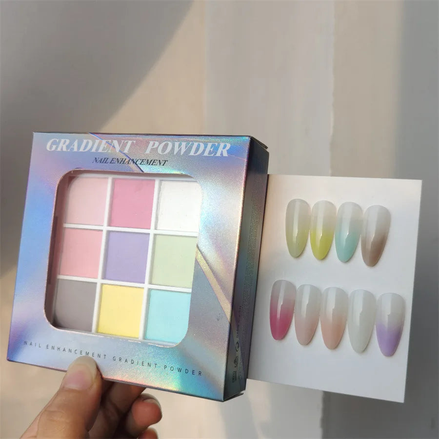 9Colors Solid Patting Nail Powders UV Polish Decoration Shimmer Fine Glitter Gradient Matte Pat Pat Manicure Polish Deco Powder