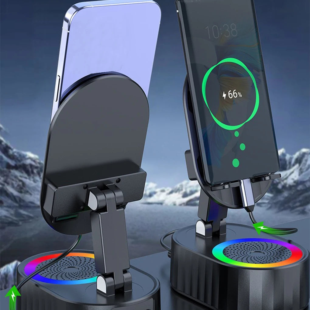 5 in 1 Induktionslautsprecher Telefonständer Home Smart Wireless Bluetooth-Lautsprecher Büro Aufrechter Tablet-Ständer