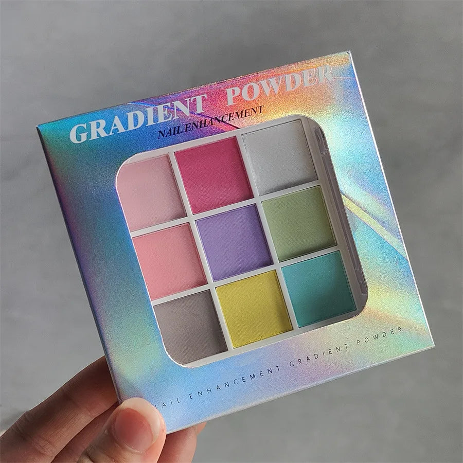 9Colors Solid Patting Nail Powders UV Polish Decoration Shimmer Fine Glitter Gradient Matte Pat Pat Manicure Polish Deco Powder