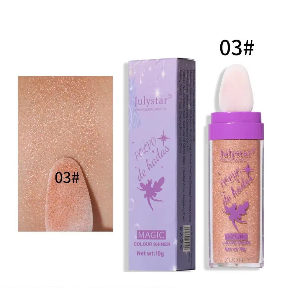 3 Colors Highlighter Powder Polvo De Hadas Glitter Powder Shimmer Contour Blush Powder Makeup for Face Body Highlight Makeup 10G