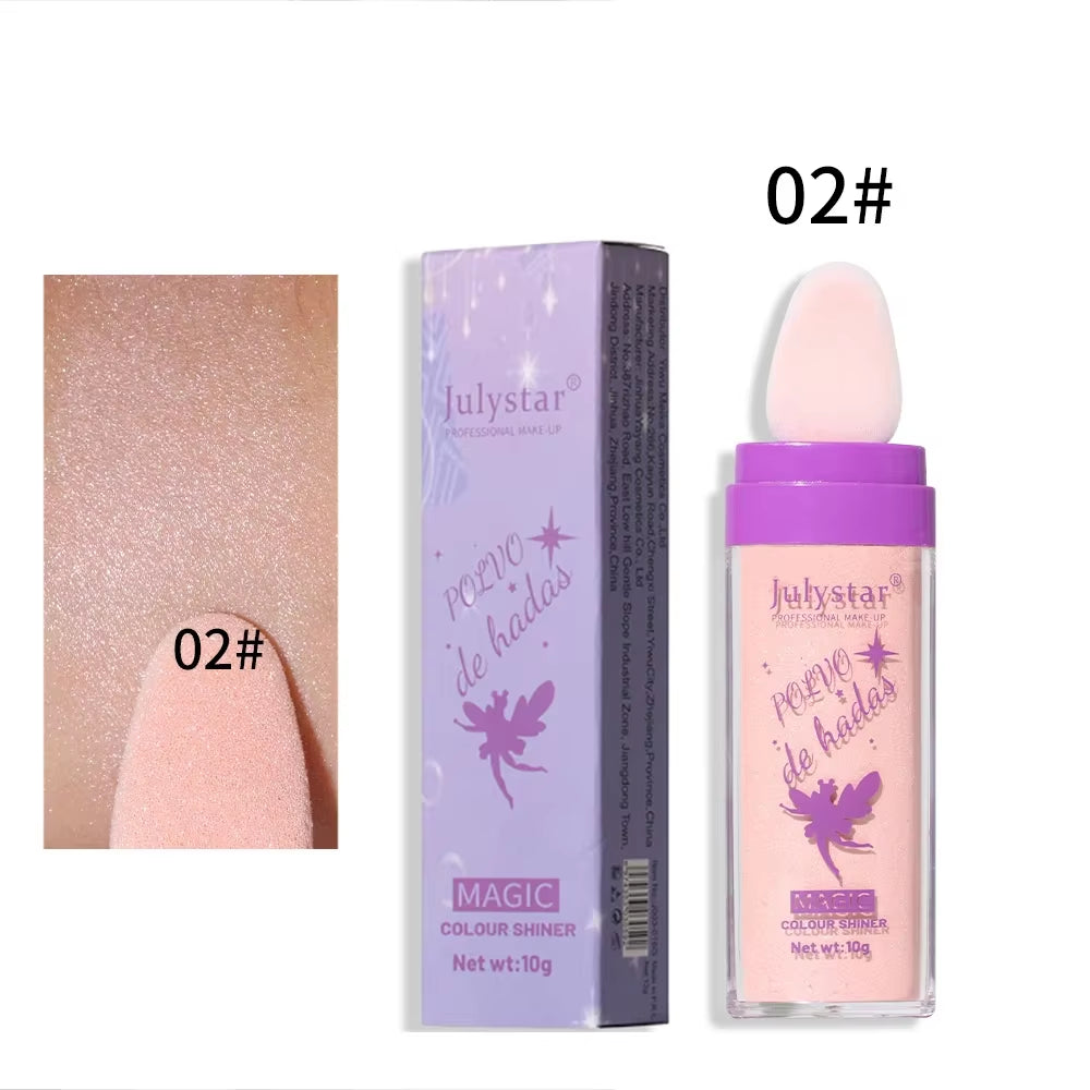 3 Colors Highlighter Powder Polvo De Hadas Glitter Powder Shimmer Contour Blush Powder Makeup for Face Body Highlight Makeup 10G