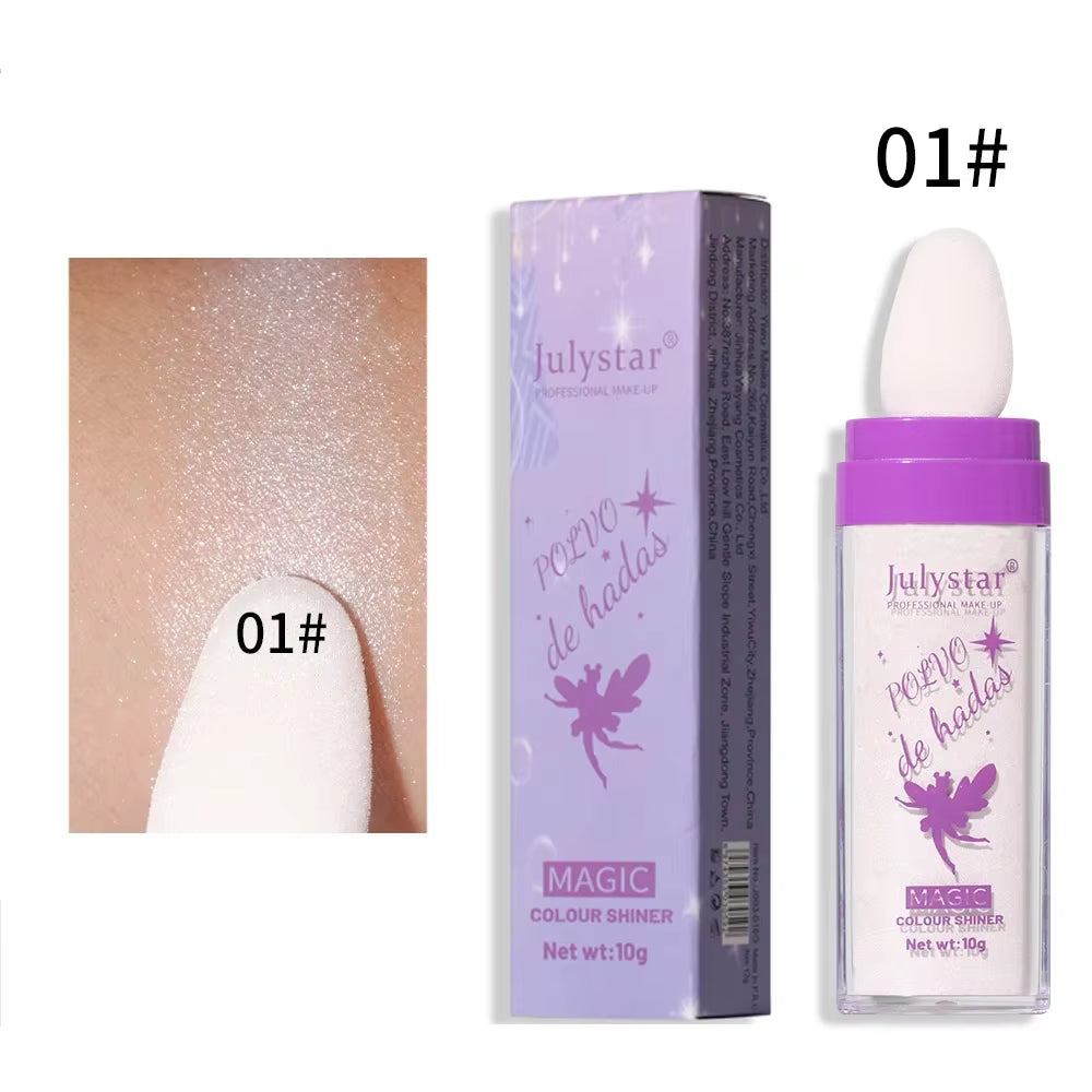 3 Colors Highlighter Powder Polvo De Hadas Glitter Powder Shimmer Contour Blush Powder Makeup for Face Body Highlight Makeup 10G